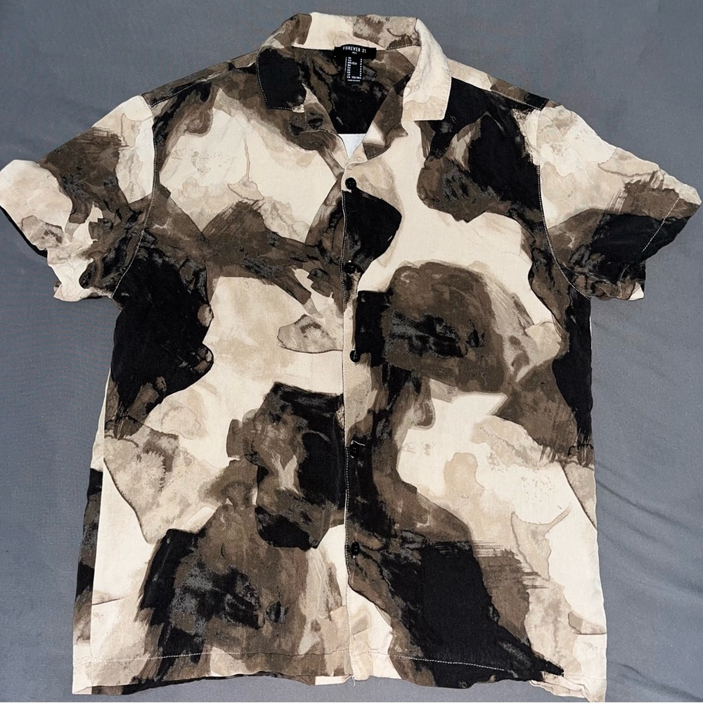 Forever 21 Black and Brown Casual Button Down Shirt